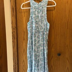 LOFT Light Blue Sleeveless Dress with tie at waist